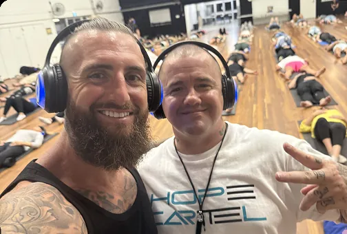 Brodie Salnitro recording a podcast at an event